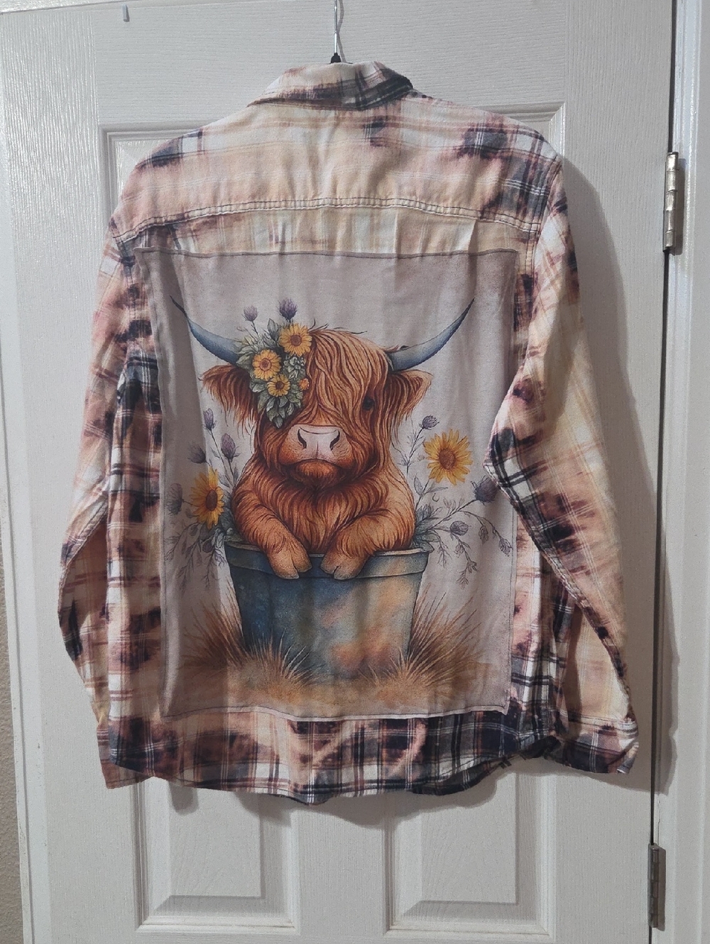 George Black/Tan/Cream Plaid Flannel Hand Bleached And Altered